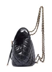 Black quilted women's backpack TOREC-1115-99(W26) - side product view, on a white background.