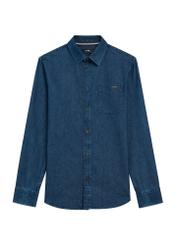 Blue men's denim shirt KOSMT-0348-61(Z25), product view from the front on a white background.