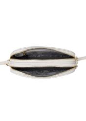 Small cream-colored leather women's handbag TORES-1152-0B(W26), product view from above on a white background.