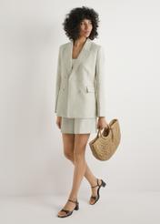 Beige semi-circular woven handbag TOREC-0940-1E(W26) - front product view, on white background. Full body visible.