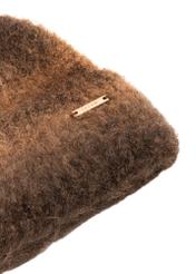 Brown women's wool hat CZADT-0222-1L(Z26) - close-up detail, on white background.