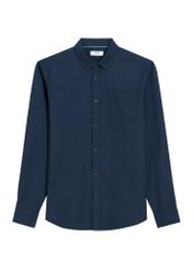 Navy blue men's cotton shirt KOSMT-0363-7E(Z26), front product view on white background.