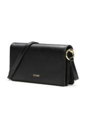 Black small clutch bag POREC-0427-99(Z25), diagonal product view on white background.