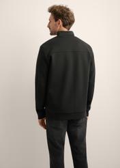 Men's black zip-up sweatshirt with stand-up collar BLZMT-0082-99(Z26), back view of the product on the model. Half of the silhouette visible.