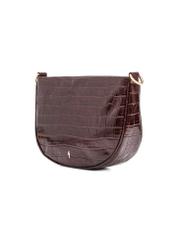 Brown leather medium women's croco handbag TORES-1022F-1H(W26) diagonal view of the product on a white background.
