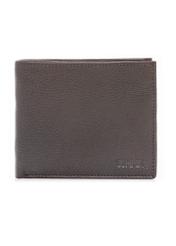 Men's dark brown leather wallet PORMS-0685-1I(W26), front product view on white background.