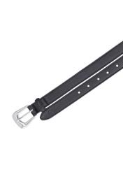 Black leather women's belt PASDS-0348-99(Z26), top view of the product on a white background.