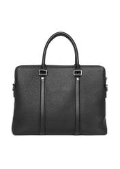 Black leather men's briefcase TORMS-0536-9I(Z26), product view from the back on a white background.