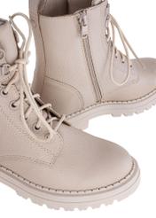 Beige leather women's ankle boots BUTYD-1015A-80(Z24)-07