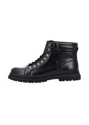 Men's black leather ankle boots BUTYM-0557-99(Z26), side view of the product on a white background.