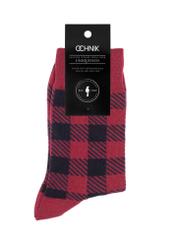 Red and black checkered men's socks SKAMT-0180-42(Z23)-02