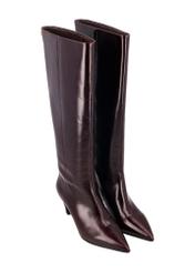 Women's leather ankle boots in burgundy color BUTYD-1338-4E(Z26)