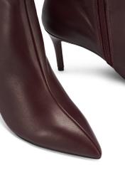 Burgundy leather high heel ankle boots BUTYD-1122-49(Z25), close-up of the product on a white background.