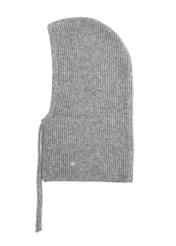 Women's gray scarf with hood SZADT-0215-9B(Z26) - side view of the product on a white background.