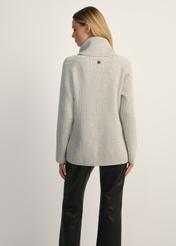 Women's gray wool-blend sweater SWEDT-0252-91(Z25), back view of the product on the model. Half of the silhouette visible.