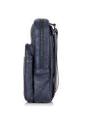 Men's navy blue leather zipper bag TORMS-0016A-69(W24)-03