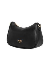 Black imitation leather handbag TOREC-1265-9I(Z26), diagonal product view on white background.