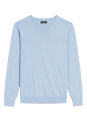 Blue men's cotton sweater SWEMT-0114A-61(Z25), product view from the front on a white background.