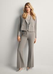 Women's gray trousers SPODT-0113-91(Z25), front view of the product on the model. Full body visible.