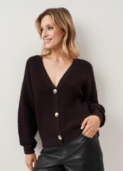 Black oversize cardigan for women KARDT-0036-99(Z23)-02