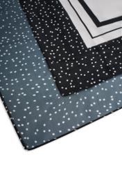 Black women's scarf with logo SZADT-0192-9P(W26), close-up of the product detail on a white background.