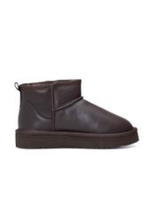 Dark brown leather women's snow boots BUTYD-1219-1I(Z26), side view of the product on a white background.