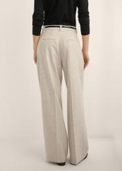 Light beige women's wool trousers SPODT-0133-1A(Z26), back view of the product on the model. Half of the silhouette visible.