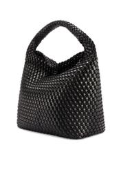 Black woven women's handbag TOREC-1147-99(W26) - diagonal product view, on a white background.