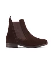 Women's brown suede ankle boots BUTYD-1009-1I(Z26) - side view of the product on a white background.
