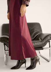 Dark brown leather high heel ankle boots BUTYD-1122-1I(Z26), side view of the product on the model's feet.