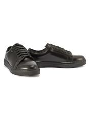 Leather black sports shoes BUTYM-0508-99(Z25)