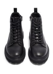 Black men's leather ankle boots BUTYM-0555-99(Z26), front product view on white background.