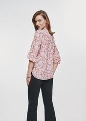 Pink women's blouse with a flower motif BLUDT-0183-34(Z24) 03