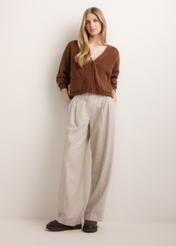 Women's brown wool cardigan KARDT-0071-1H(Z26), front view of the product on the model. Full body visible.