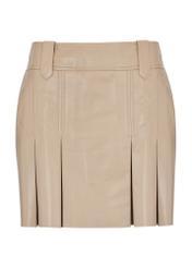 Beige leather pleated mini skirt SPCDS-0070-1187(W24)-04