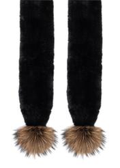 Black women's natural fur scarf SZADF-0038-9J(Z26), front view of the product on a white background.