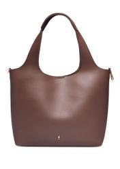 Brown women's shopper bag TOREC-1259-1H(Z26), product view from the front on a white background.