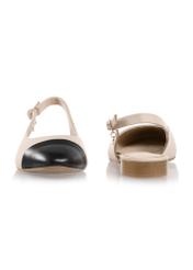 Beige leather ballet flats BUTYD-1052A-1B(W26), front and back product view on white background.
