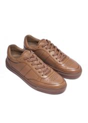 Women's leather sneakers in cool beige color BUTYD-1294-1K(Z26), diagonal product view on a white background.