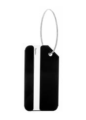 Black luggage tag AW-012-0003-99(W26), product back view on white background.