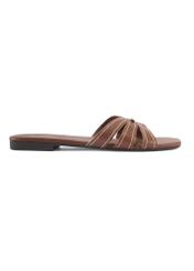 Women's camel flip-flops with stitching BUTYD-1223-1D(W26), side view of the product on a white background.