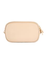 Kleine beige Lederhandtasche für Damen TORES-0466E-1B(W26) - Produktansicht von hinten, auf weißem Hintergrund.