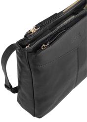 Women's black leather postbag TORES-0992-99(W24)-06