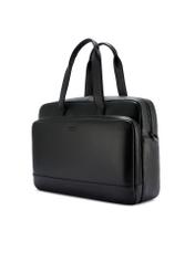 Black leather men's bag TORMS-0488R-9I(W26), diagonal product view on white background.