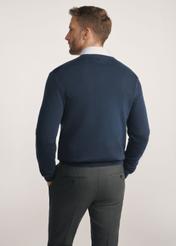 Men's navy blue sweater with logo SWEMT-0159A-7E(Z26) - back view of the product modeled on a white background. Half of the silhouette visible.