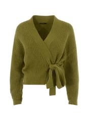 Women's khaki knotted sweater SWEDT-0147-55(Z21)-02