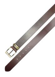 Men's brown leather belt PASMS-0127-1I(W26), top view of the product on a white background.