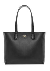 Black leather women's shopper bag TORES-0971E-99(Z25) - front product view on white background.