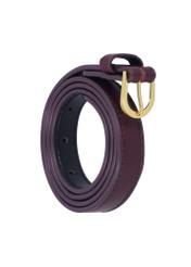 Burgundy women's leather belt PASDS-0344-4D(Z26), diagonal product view on white background.