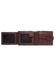 Men's brown leather wallet PL-191-1H(KS), product view inside on white background.